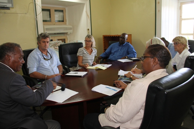 Premier of Nevis Hon. Vance Amory addressing members of the private sector at a meeting at the Nevis Island Administration (NIA) Conference Room on September, 08, 2015
